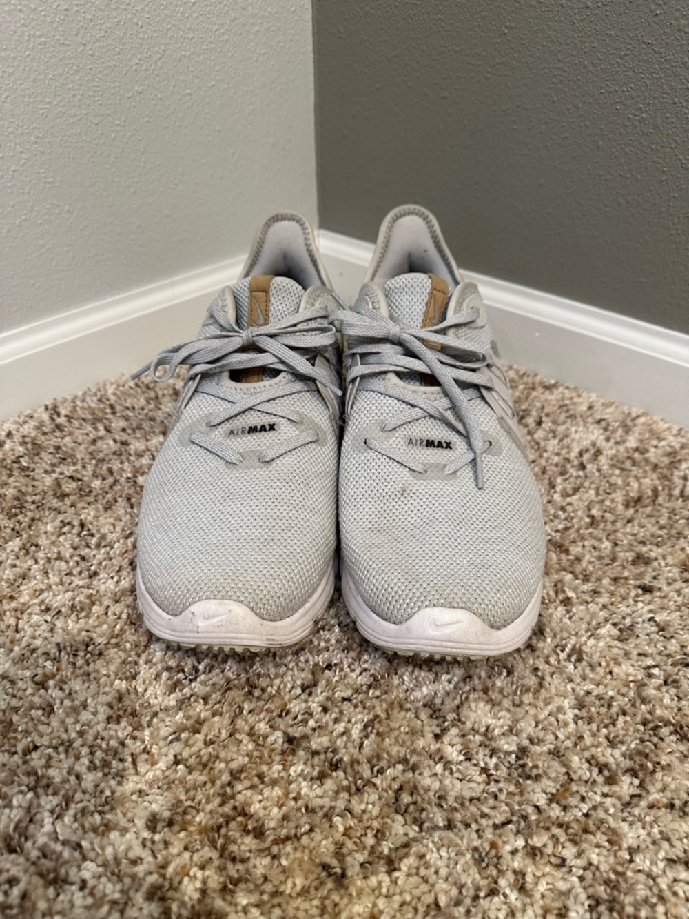 Nike Air Max Mesh Sneakers - Light Gray with Tan Tongue Tab